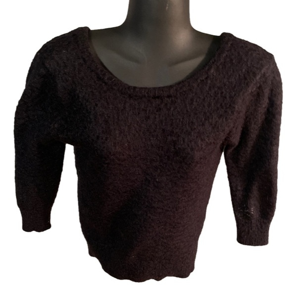 Vintage 199s Large Wet Seal black long sleeve faux shag fur lined soft sweater - Picture 3 of 15